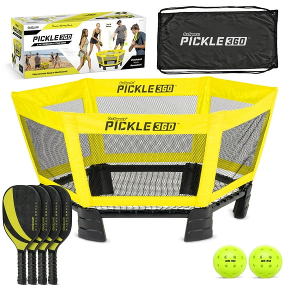GoSports Pickle 360 Game Set - Pickleball Meets Roundnet - Outdoor Lawn, Beach Paddle Ball Game