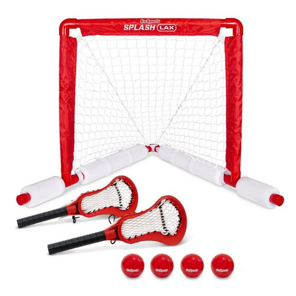 GoSports Lacrosse Floating Pool Game Set - Includes Pool Lacrosse Goal, 2 Water Lacrosse Sticks and 4 Soft Rubber Balls