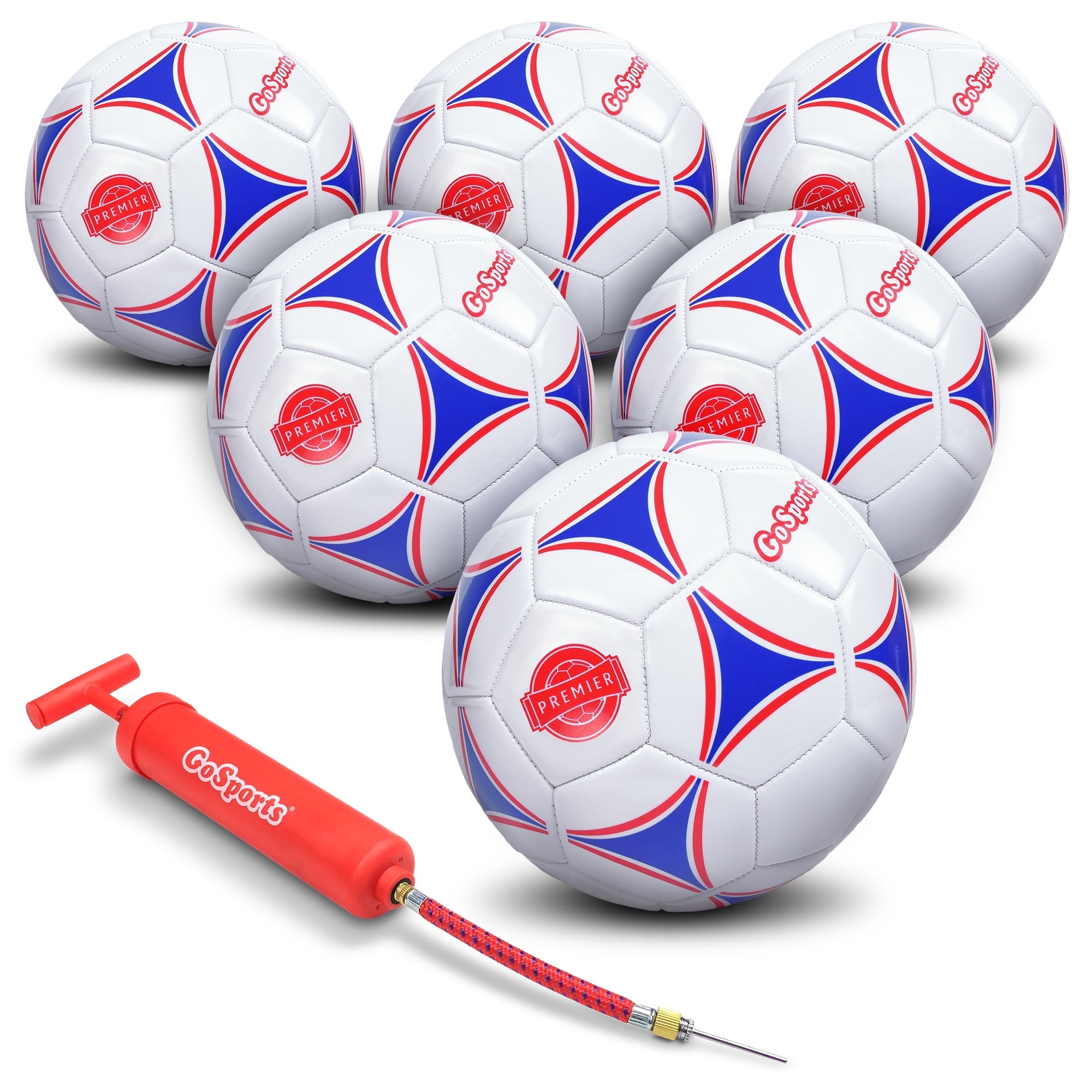 GoSports Premier Soccer Ball - Synthetic Leather for Training Scrimmage Games - 6 Pack, Size 5