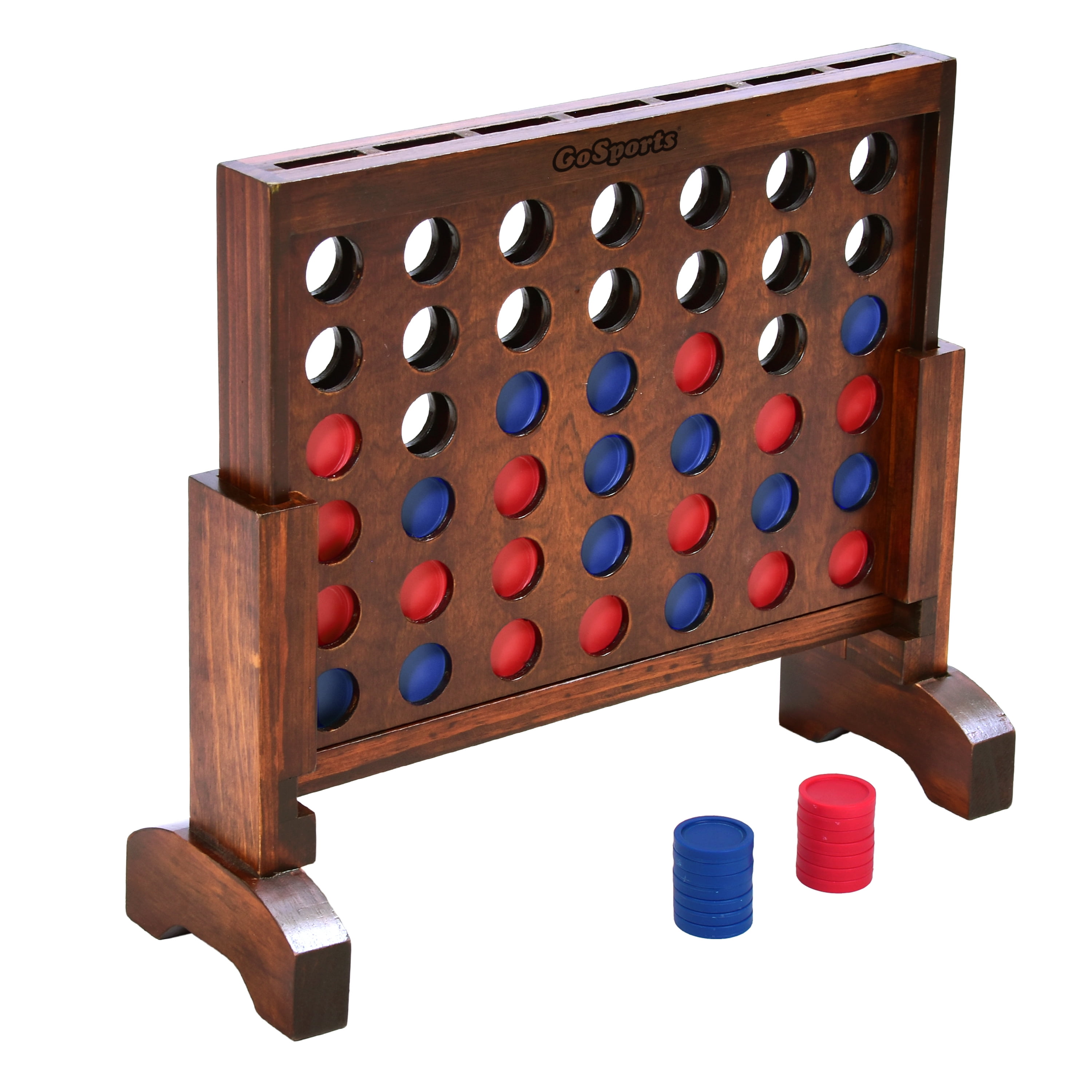 GoSports Premium 4 in a Row Game Dark Wood Stain – 1 Foot Width - Indoor or Outdoor Game