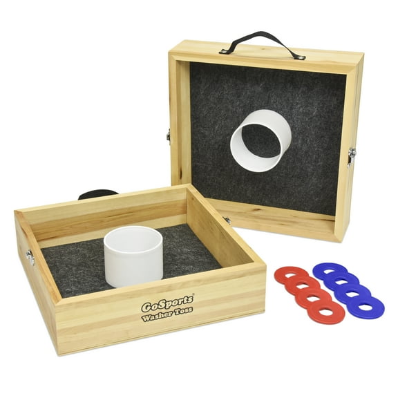 GoSports Premium Birch Wood Washer Toss Game with Washer Set
