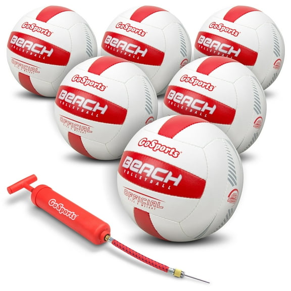 GoSports Pro Series Outdoor Beach Volleyball 6 Pack - Regulation Size & Weight with Bonus Air Pump & Portable Mesh Bag