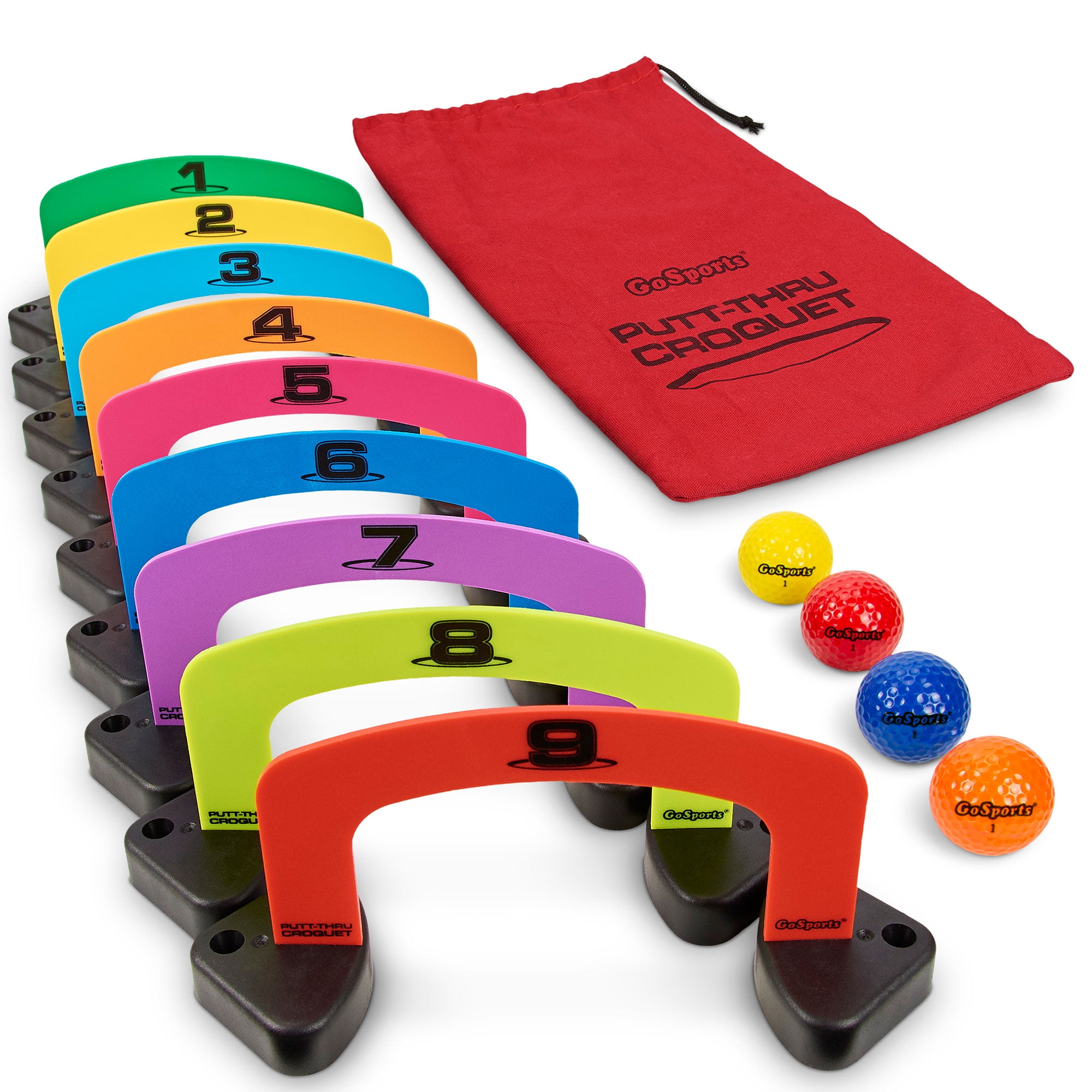 GoSports, Putt Thru Croquet Set, 9 Gate Targets, Outdoor Backyard