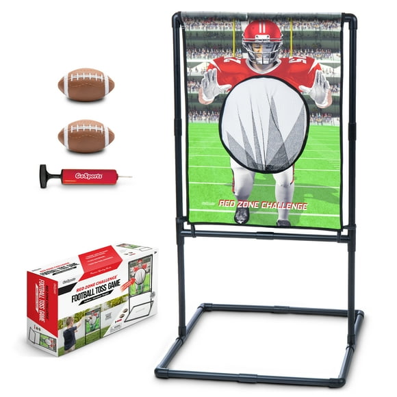 GoSports Red Zone Challenge Football Toss Game for Kids - Football Throwing Target with 2 Inflatable Footballs