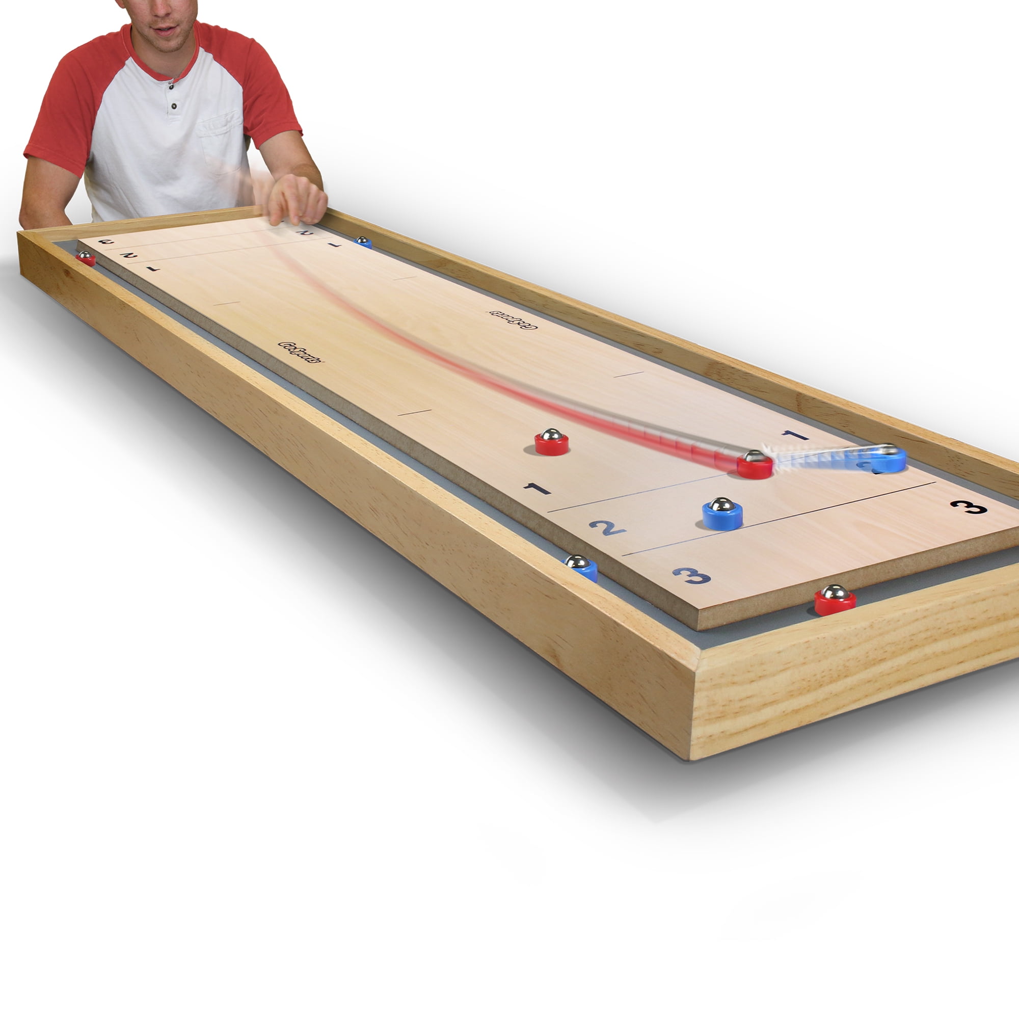  Franklin Sports 2-in-1 Shuffleboard Table and Curling Set -  Portable Tabletop Set Includes 8 Rolling Mini Pucks - 45 : Sports &  Outdoors