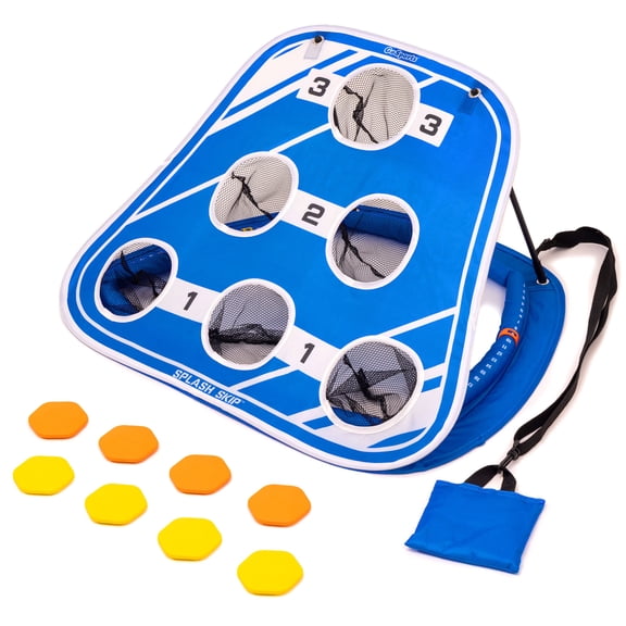 GoSports Splash Skip Floating Pool Cornhole Game - Stone Skipping Swimming Pool Game for Adults & Family - Water Cornhole Game for Pools & Lakes