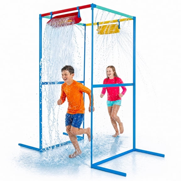 GoSports Splash Station Waterpark - Backyard Water Park for Kids, Outdoor Water Play Equipment with Sprinklers & Bucket