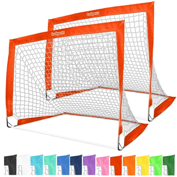 GoSports Team Tone 4 ft x 3 ft Portable Soccer Goals for Kids - Set of 2 Pop Up Nets for Backyard - Red