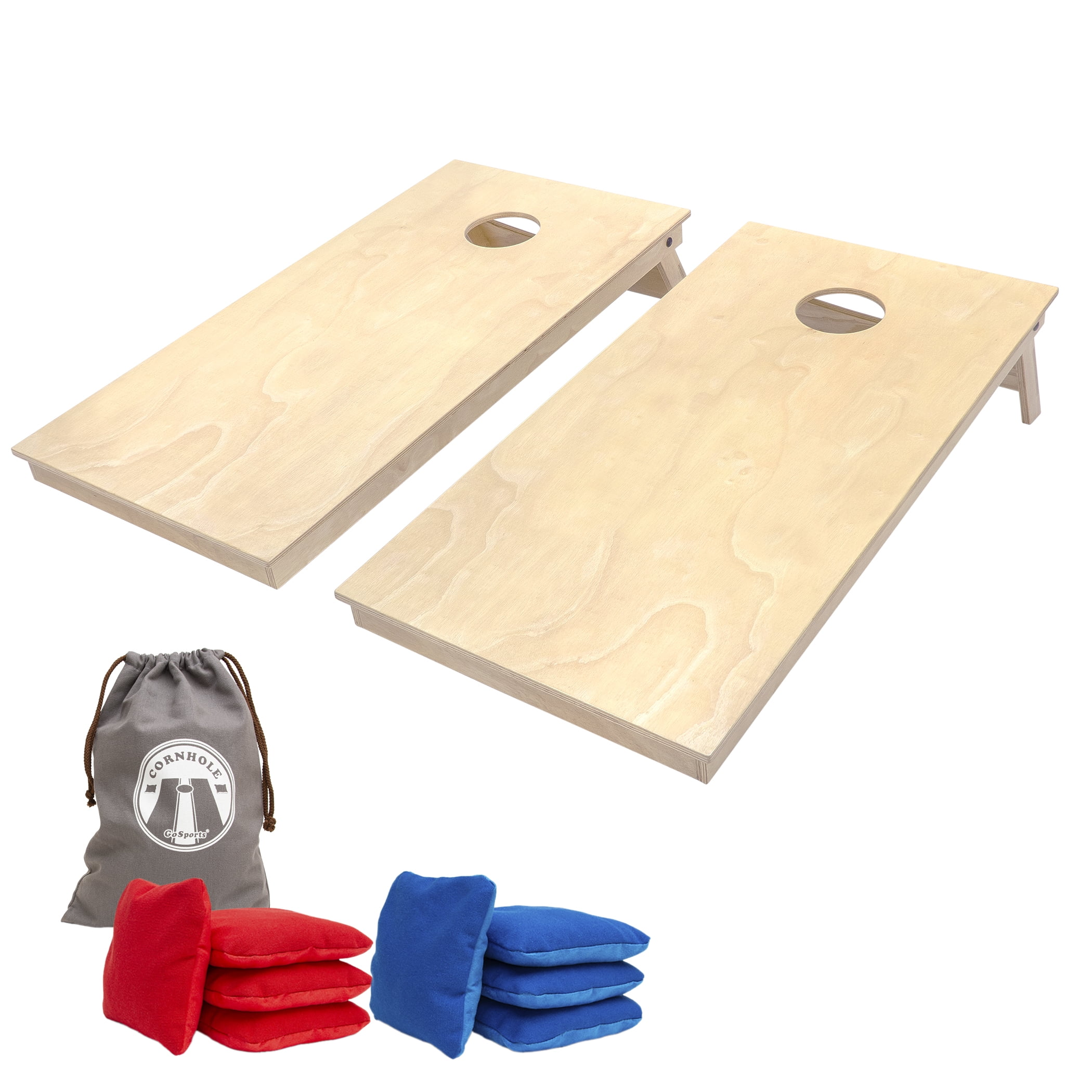 GoSports Tournament Edition Regulation Cornhole Game Set 4? x 2? Wood  Boards with Dual Sided (Slide and Stop) Bean Bags, Natural