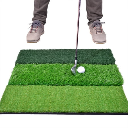 GoSports Tri-Turf XL Golf Practice Hitting Mat | Huge 24" x 24" for Optimal Practice