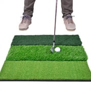 GoSports Tri-Turf XL Golf Practice Hitting Mat | Huge 24" x 24" for Optimal Practice