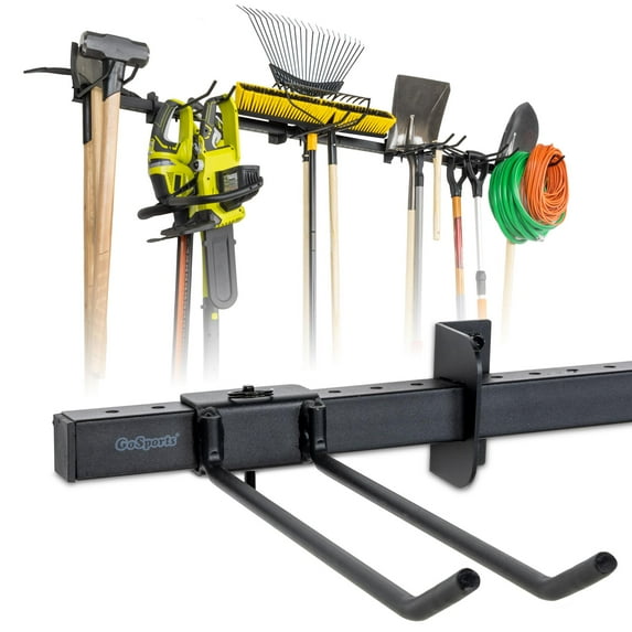 GoSports Wall Mounted Garage Tool Organizer - Adjustable Storage Rack for Garden and Shop Tools