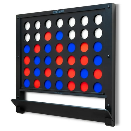 GoSports Wall Mounted Giant 4 in a Row - Jumbo Four in a Row with Coins - Black
