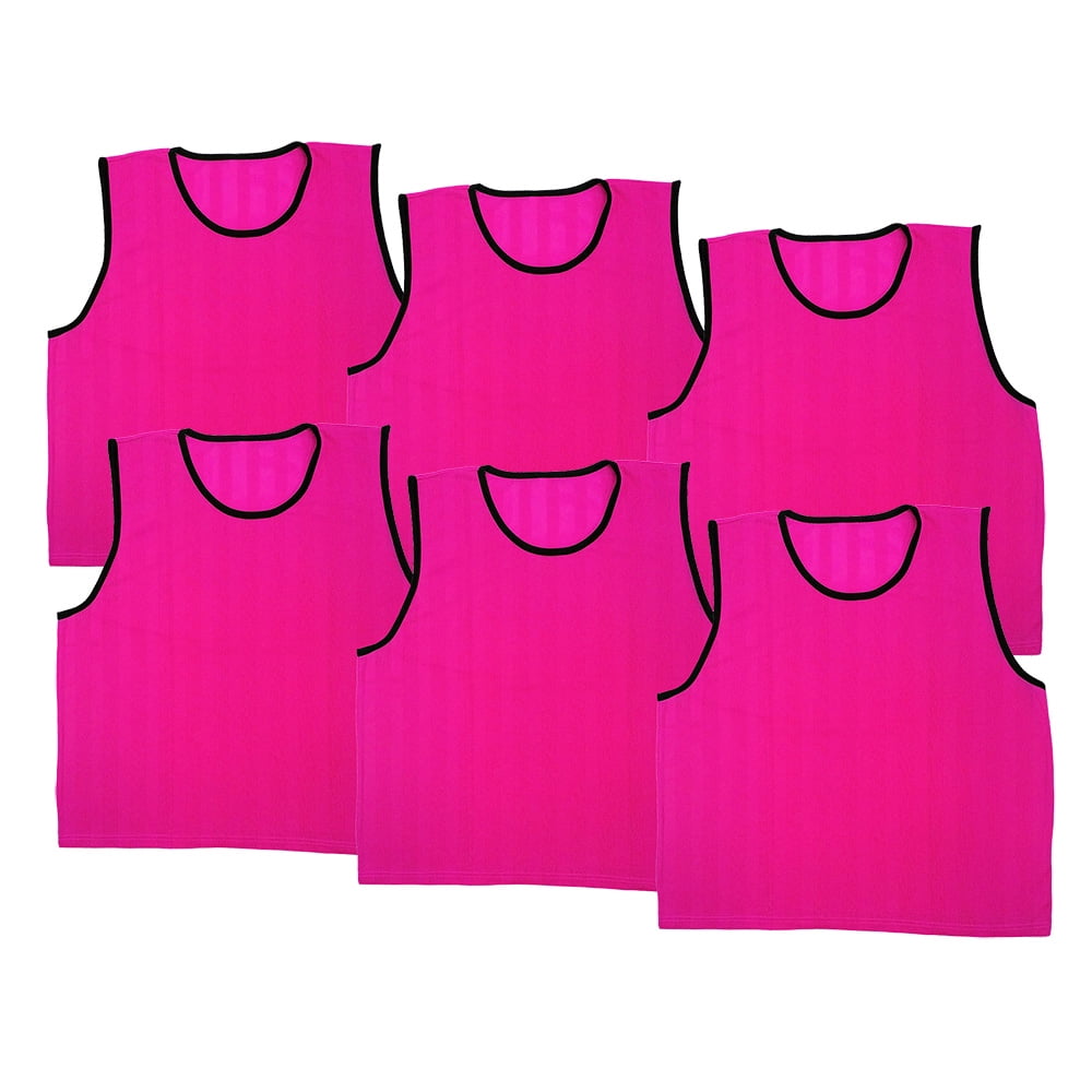GoTEAM! Pro Striped Mesh Sport Training Pinnies Youth Pink Set of 6