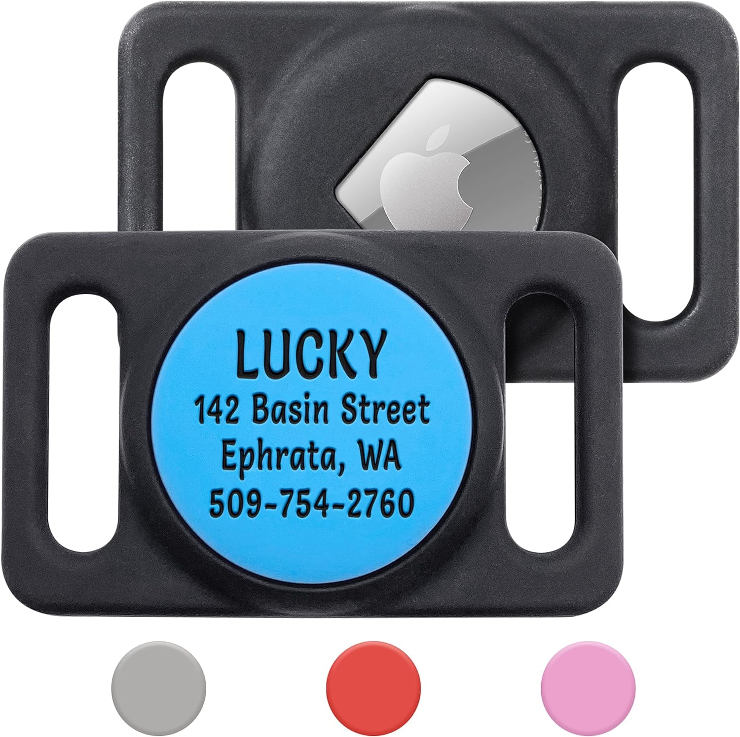 GoTags Engraved Airtag Dog Collar Holder, Personalized Airtag Case for