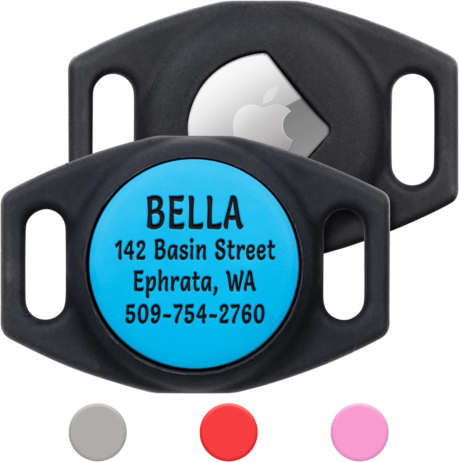 GoTags Engraved Airtag Dog Collar Holder, Personalized Airtag Case for