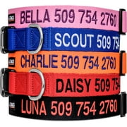 GoTags Personalized Dog Collar, Custom Embroidered Collar with Pet Name and Phone Number in Blue, Black, Pink, Red and Orange, for Boy and Girl Dogs or Cats, Adjustable Sizes, Small, Medium, and Large