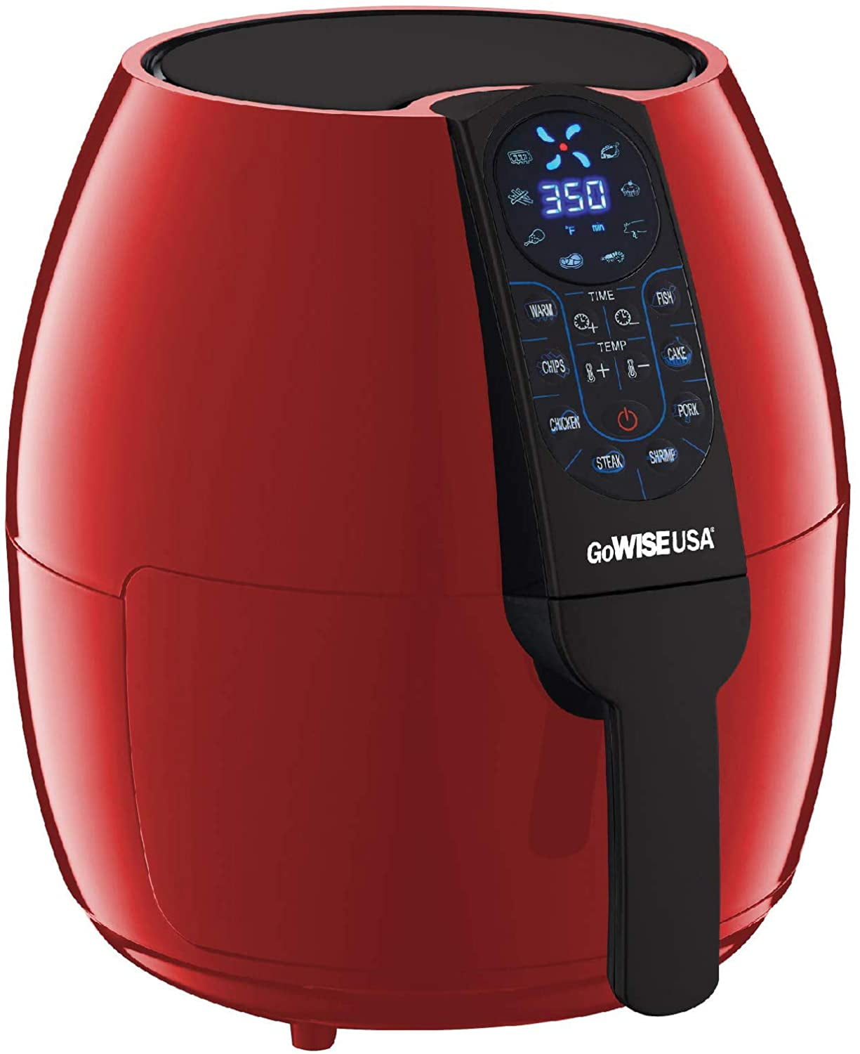GoWISE USA 5Quart Air Fryer with 8 Cook Presets + Recipe Book, Red, 5.