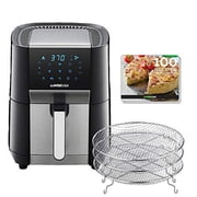 GoWISE USA 7-Quart Air Fryer & Dehydrator Max & 3 Stackable Racks, Black/Silver