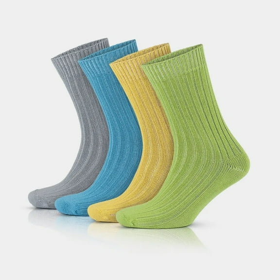 GoWith 97% Cotton Socks for Men and Women | Colorful Crew Socks | 4 Pairs | Model: 3014