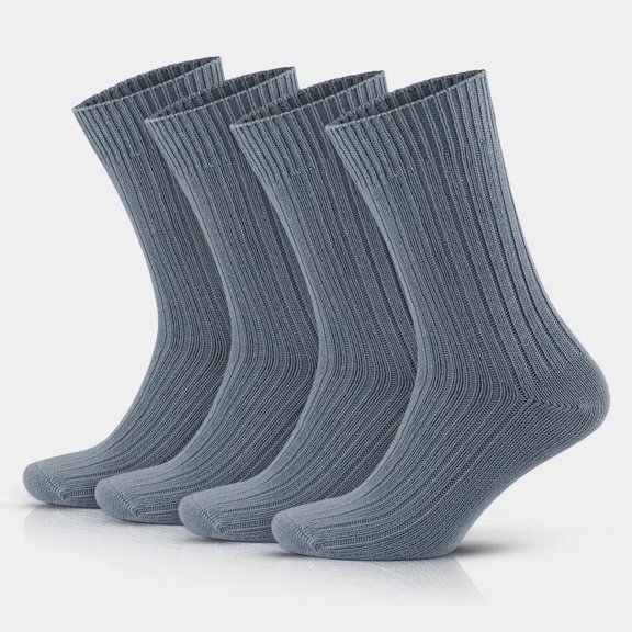 GoWith 97% Cotton Socks for Men and Women | Gray Crew Socks | 4 Pairs | Model: 3012