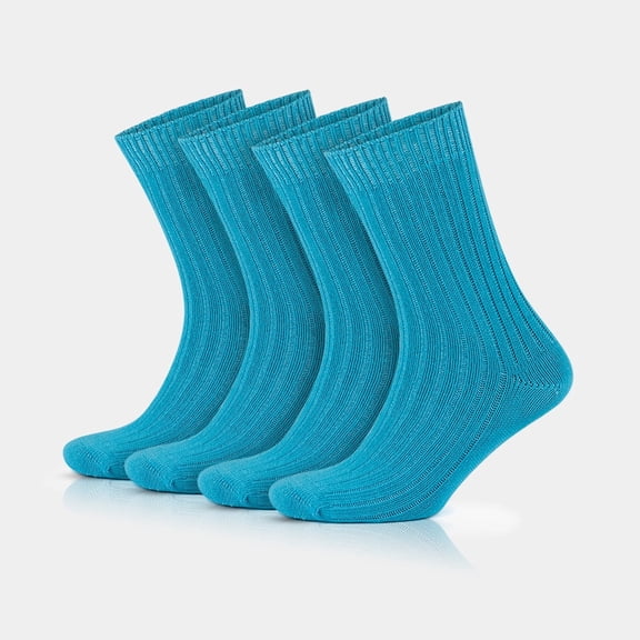 GoWith 97% Cotton Socks for Men and Women | Turquoise Crew Socks | 4 Pairs | Model: 3014