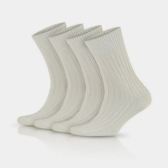GoWith 97% Cotton Socks For Men and Women | Undyed Comfy Crew Socks | 4 Pairs | Model: 3013