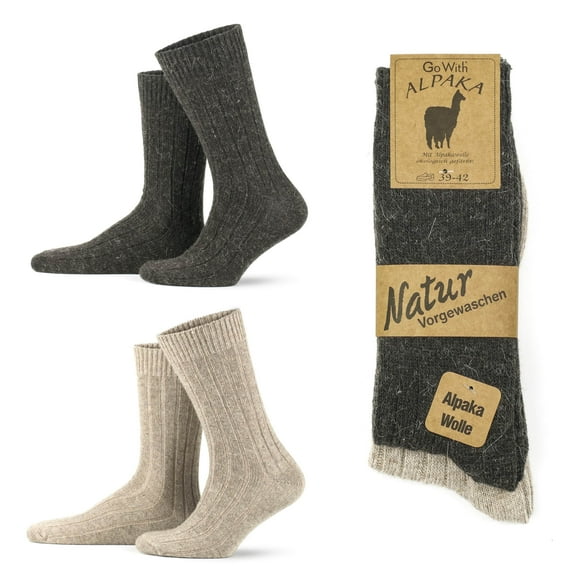GoWith Alpaca Wool Socks For Men and Women | Cozy Warm Crew Socks | 2 Pairs | Model: 3095