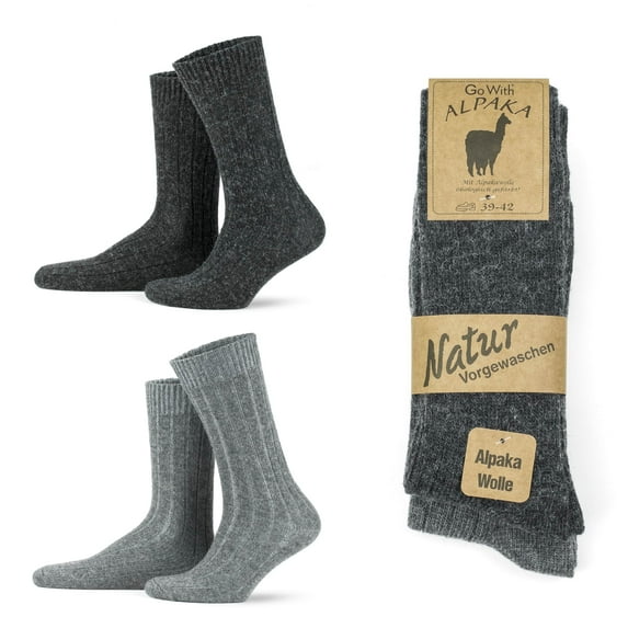 GoWith Alpaca Wool Socks For Men and Women | Cozy Warm Crew Socks | 2 Pairs | Model: 3095