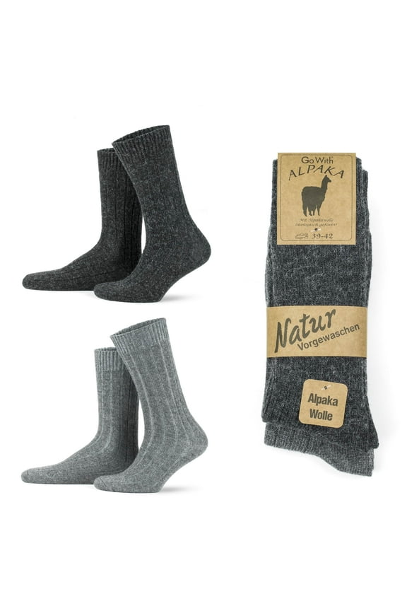 Alpaca Wool Socks For Men and Women | Cozy Warm Crew Socks | 2 Pairs | Model: 3095