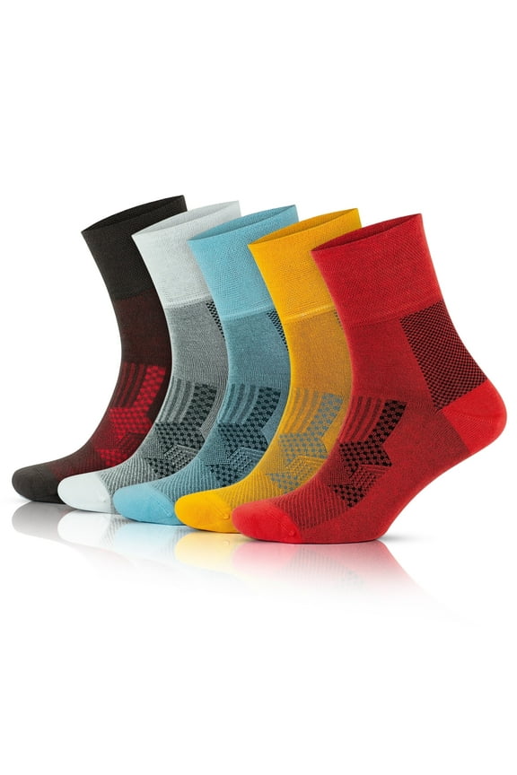 Bamboo Diabetic Socks For Men and Women | Seamless Thin Crew Socks | 5 Pairs | Model: 3065