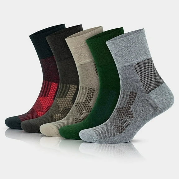 GoWith Bamboo Diabetic Socks For Men and Women | Seamless Thin Crew Socks | 5 Pairs | Model: 3065