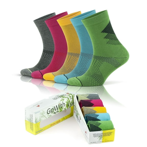 GoWith Bamboo Thin Dress Socks | Seamless Colorful Quarter Socks | 5 Pairs | Model: 3209