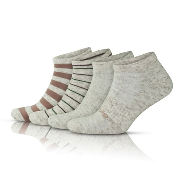 GoWith Cotton Low-Cut Socks For Men | Striped Ecru Thin Linen Socks | 4 Pairs | Model: 3149