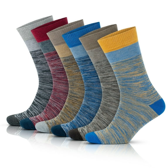 GoWith Cotton Novelty Dress Socks For Men | Soft Colorful Socks | 6 Pairs | Model: 6017