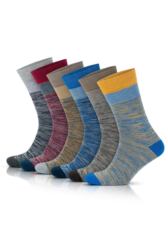Cotton Novelty Dress Socks For Men | Soft Colorful Socks | 6 Pairs | Model: 6017