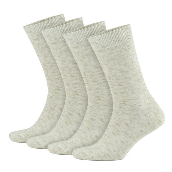 GoWith Cotton Socks for Men | Linen Cotton Blend Thin Crew Socks | 4 Pairs | Model: 3023