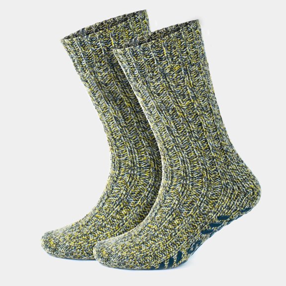 GoWith Merino Wool Grip Socks For Women | Yellow No-Slip Socks | 2 Pairs | Model: 2043