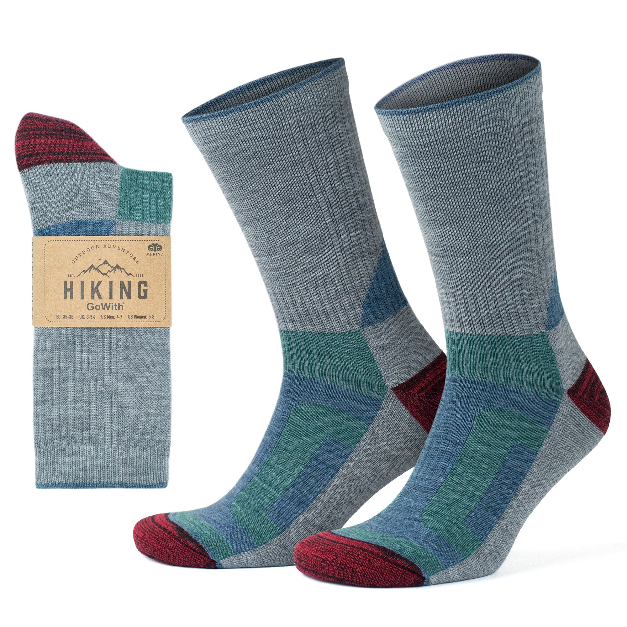 GoWith Unisex Merino Wool Cushioned Hiking Crew Socks 1 Pair Model
