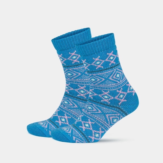 GoWith Women's Alpaca Wool Crew Vintage Socks with Nordic Pattern | 2 Pairs | Model: 2057