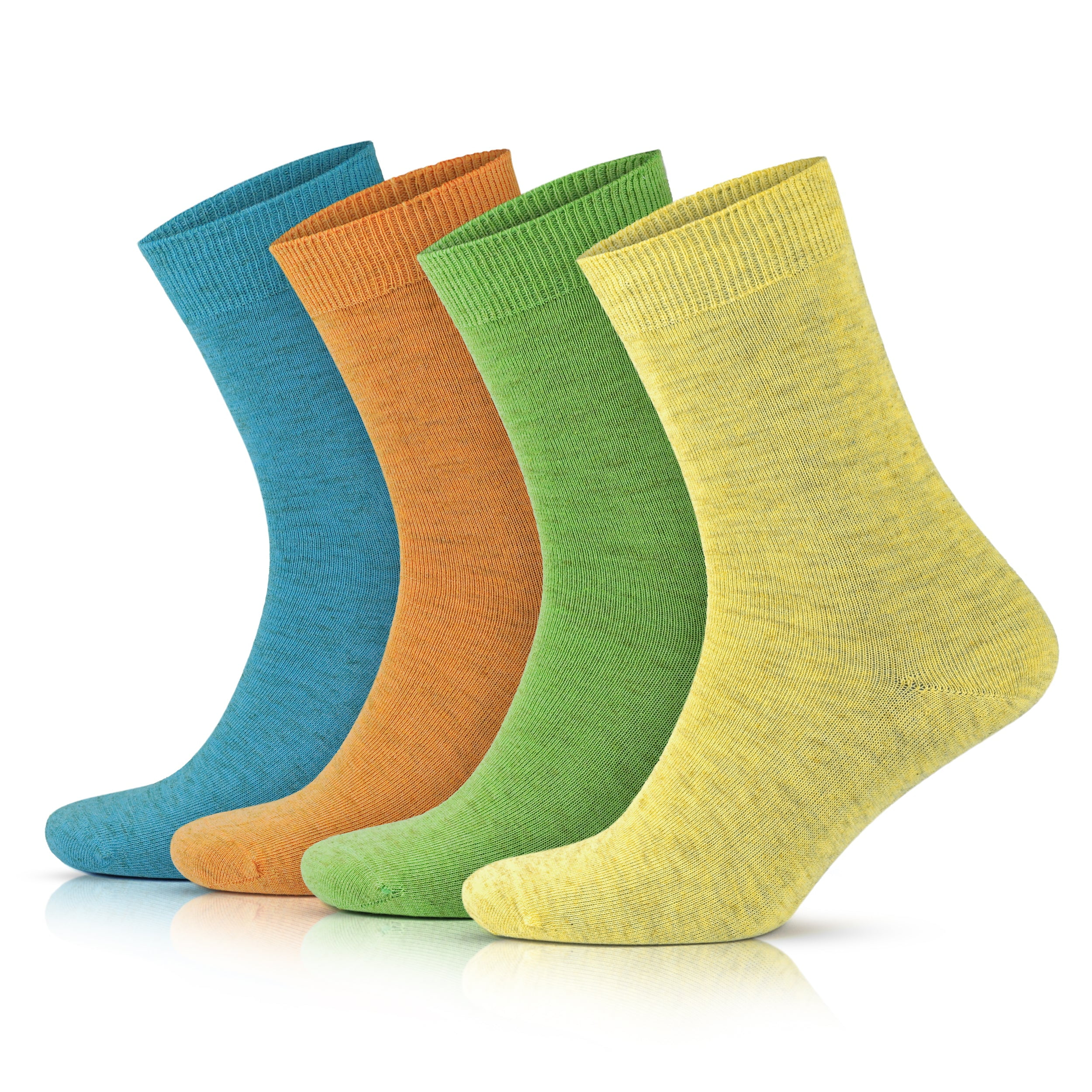 GoWith Women's Colorful Linen Cotton Blend Thin Crew Socks 4 Pairs