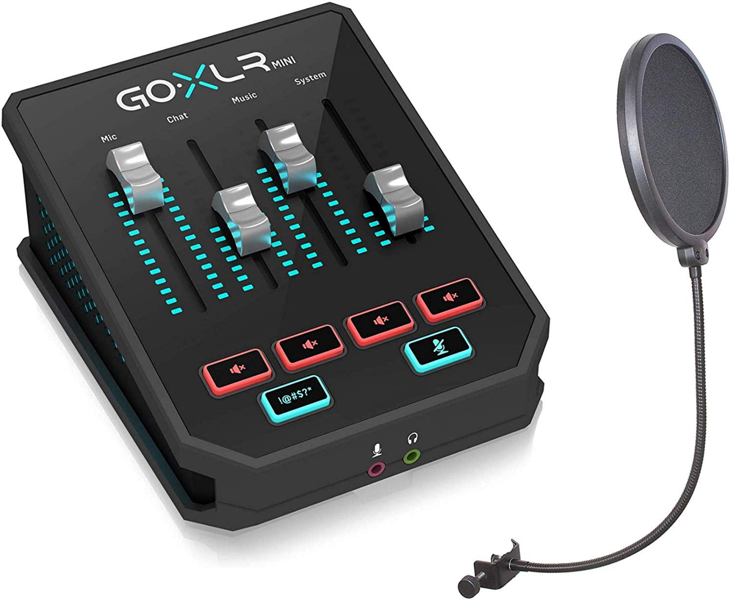 GoXLR Mini - Mixer & USB Audio Interface for Streamers, Gamers & Podcasters  - Bundled with Microphone Pop Screen
