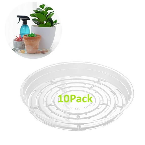 GoXteam 10 Pack 10 Inch Plant Saucer Clear Plant Saucers for Indoors Flower Pot Saucers Small Plant Plate Dish Plant Pot Saucers Plant Trays for Pots Bulk