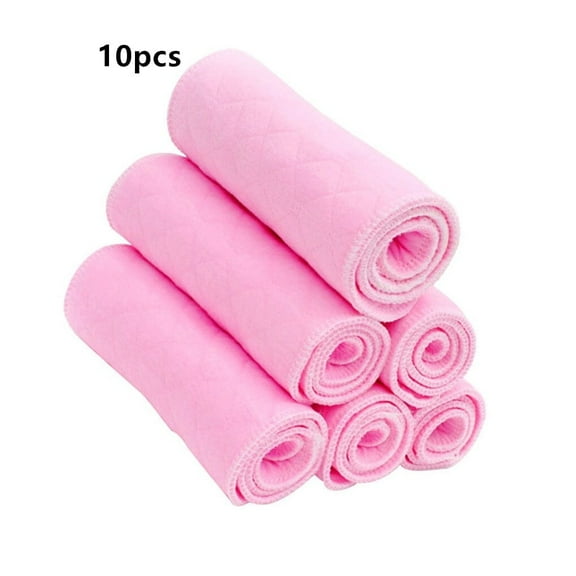 GoXteam 10 Pack Baby Eco Cotton diapers, Multiple-Use Reusable Six-layer Natural Cloth Diaper for Baby (Pink)