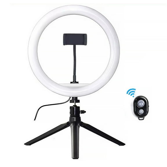 GoXteam 10" Selfie Ring Light with Tripod Stand & Phone Holder, Dimmable Desktop LED Circle Light for Live Streaming/Makeup/Video Recording/Photography/Zoom Meeting