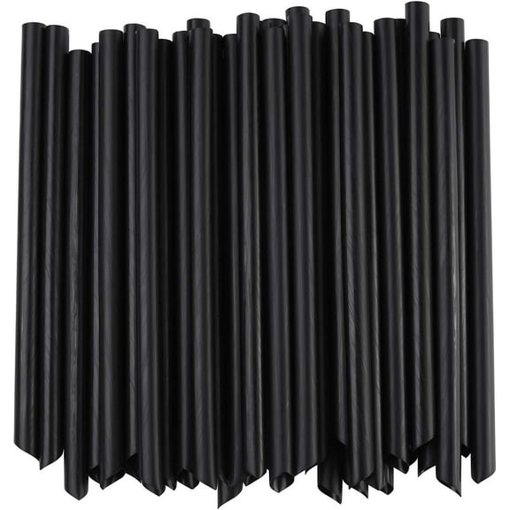 GoXteam 100 PCS Black Plastic Boba Straws, 9.45" long and 0.43" Diameter Disposable Smoothie Straws for Bubble Tea, Shakes, Popping Pearls
