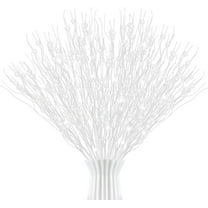 GoXteam 10pcs White Artificial Glitter Berry Stem Ornaments 17 Inches Fake Halloween Picks Branches Decorative Glitter Sticks for Vase Christmas Tree DIY Wreath Crafts Fireplace