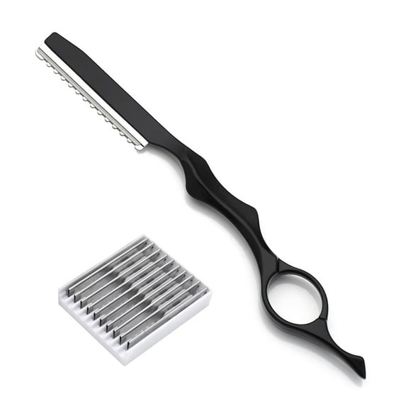 GoXteam 11 Pieces Styling Razor Thinning Comb and Texturizing Cutting Comb with Replacement Stainless Steel Razors for Salon Home Use (Black)