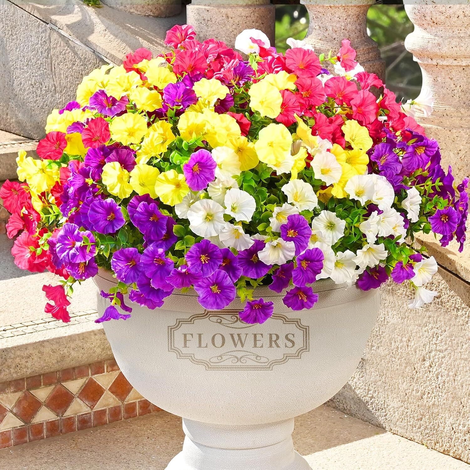 GoXteam 12 Bundles Artificial Flowers for Outdoors Faux Morning Glory Spring Summer Decoration, Fake Flowers Plants Look Real Silk Flowers Decor for Outside Planter Front Door Porch Patio Yard