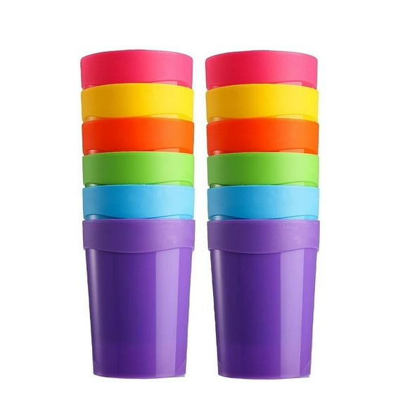 GoXteam 12 Pack Plastic Tumblers, 13-ounce Reusable Break-resistant BPA-Free Plastic Cups in 6 Assorted Colors